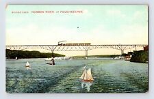 Postcard New York Poughkeepsie NY Hudson River Train Bridge Railroad 1910s picture