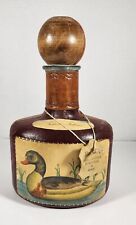 NOYMEZ DUCK LEATHER COVERED GLASS LIQUOR BOTTLE DECANTER MADE IN ITALY BAR WARE  picture
