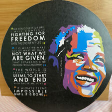 Nelson Mandela-S.Africa Souvenir Abstract Portrait Print-Round-Cork Plaque Quote picture