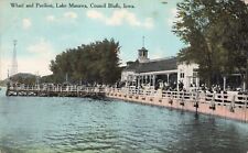 Vintage Postcard Council Bluffs Iowa Lake Manawa Warf Pavilion 1910  522 picture