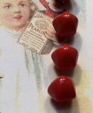 Set of 6 Adorable Vintage 3/8” 5 Sided Red gum drop Glass Buttons- Charm String picture
