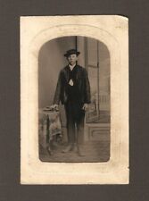 Old Civil War era 1860s Antique Tintype Photo Young Man Boy Suit Hat Photograph picture