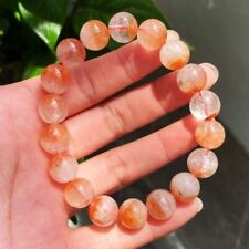 11mm Natural Rare Red Rabbit hair Crystal Round Beads Bracelet B56 picture
