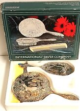 Vintage International Silver Company Vanity Dresser Set Brush Mirror & Comb NOS  picture