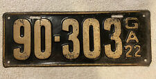 Good Solid Original 1922 Georgia license plate.  See My Other Plates picture