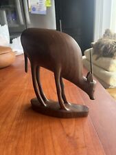 Hand Carved Wood Gazelle Folk Art African 7.5” picture