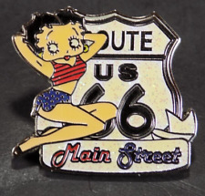 US Route 66 Pin Betty Boop Main Street Sign Chrome Lapel Hat picture