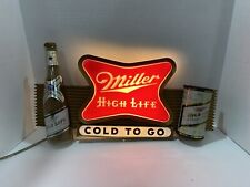 Vintage 1954 Miller High Life Beer Lighted Sign Bottle Flat Top Can 3 Inserts picture