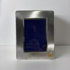 Rare Vintage Gucci Silver Tone Picture Frame With Gold Logo Scratches On Surface picture