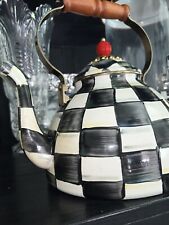 MACKENZIE-CHILD'S, black and white Courtney check 3 QT. TEAPOT,KETTLE picture