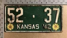 1942 Kansas license plate 52-37 Anderson lovely original LOW NUMBER 11231 picture