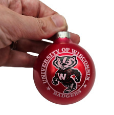 Vintage University of Wisconsin Badgers Christmas Ornament Red Ball picture