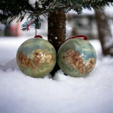 Christmas Cherub Lot Or 2 Vtg Paper Mache Ornaments  Round picture