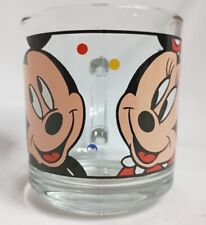Disney Mickey and Minnie Mouse Clear Glass Cup Mug Vintage Anchor Hocking  picture