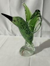 Vintage Hand blown Hummingbird Glass Figure 8.25”T Green picture