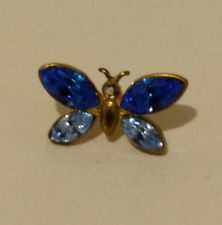 Small Blue Faux Crystal Butterfly Lapel Pin picture