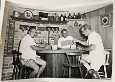 MCM home bar photo 3 Men Cigar Miller Falstaff 1969 6.5 x 7 Beer Stools paneling picture