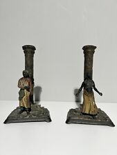 A Pair of Antique Cold Painted Austrian Candlesticks - Style of Bergman picture