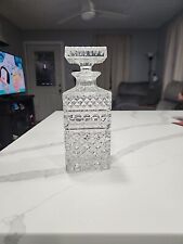 Vintage Lausitzer Cut Lead Crystal Whiskey Liquor Square Decanter w/ Stopper 9