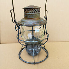  Antique Lantern Kerosene Train ADLAKE glass E.R.R.Co. Old Lamp  Safety Grid picture