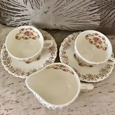 Vintage American Limoges Teacups And Saucers 22K Gold USA Gift For Her, 5 pcs picture