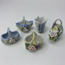 Elfinware Vintage Porcelain Baskets Vase Made In Germany Floral Mini 2” - 2.5” picture
