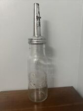 Standard Oil Company Service Motor Clear Glass Bottle Spout 1 Qt Indiana Vintage picture