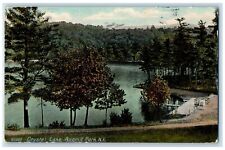 1910 Crystal Lake Boat Dock Trees Averill Park New York Vintage Antique Postcard picture