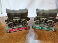 Lot of 2 Vintage Clinton IA NATIONAL BANK Covered Wagon COIN BANK Diecast picture