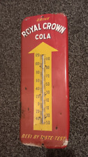 VINTAGE 1950S ROYAL CROWN COLA ORIGINAL METAL ADVERTISING SIGN THERMOMETER WORKS picture