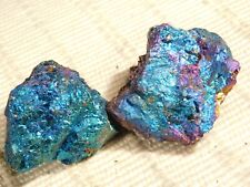 TWO VIVID Blue and Purple Peacock Copper ... Chalcopyrite or Peacock Ore 231gr picture