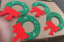 Vtg Melted Plastic Popcorn Set Of 4 Wreaths Holiday Decoration picture