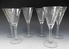 Set of Vintage Six Starburst Etched Crystal Wine Glasses 9oz picture