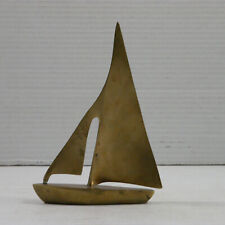 Vintage 6 inch Brass Sailboat Statue Figurine Paperweight picture