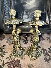 French set candelabros  putti VX  Cherub bronze picture