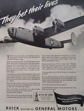 General Motors Print Ad Original Rare Vtg 1940s WW2 GM Buick B-24 P&W Bet Lives picture