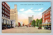Jackson MS-Mississippi, Capitol Street, Looking West, Antique, Vintage Postcard picture
