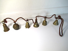 6 Vintage Mixed Bells Of Sarna On Rope Brass India Melodic 33