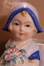 Vintage CERAMIC PLANTER WITH DUTCH GIRL MADE IN OCCUPIED JAPAN picture