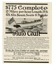 1911 Cleveland Auto Boat Mfg Co AUTO CRAFT Runabout boat Vintage Print Ad picture