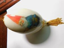 Unusual Rare Gnome Panda Lion Fox Bird Glass Egg Ornament Chain Tassel picture