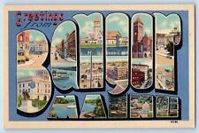 c1940's Greetings From Bangor Buildings Big Letter Maine Correspondence Postcard picture