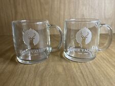 2 Vtg Deer Valley Ski Resort Coffee Mugs Cups Large Clear Glass Etched Luminarc picture