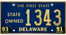 1991 1993 Delaware STATE OWNED License Plate #1343 RIVETED NUMBERS picture