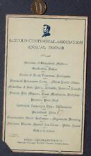 1927 Springfield Illinois Abraham Lincoln Centennial Association Dinner menu --- picture