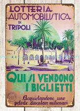 1937 Tripoli Automobile Lottery Italian car race automotive metal tin sign picture