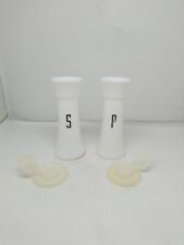 Vintage TUPPERWARE USA Large 6” Hourglass White Salt & Pepper Shakers 718 Gold picture