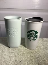 Lot Of 2 Starbucks 12oz Ceramic & Recycled Stainless Travel Cups Mermaid Siren picture