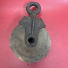 Antique Vintage Large Cast Iron & Wood Hay Barn Pulley Farm Tool H120 picture