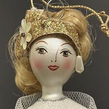 VINTAGE FIGURAL HAND PAINTED Doll ORNAMENT ELEGANT LADY BLOWN GLASS BRIDE picture
